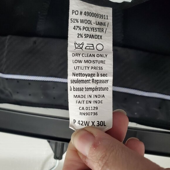 COLLECTION Michael Strahan Men's‎ Big & Tall Black Wool Blend Dress Pants 42x30 - Picture 5 of 6